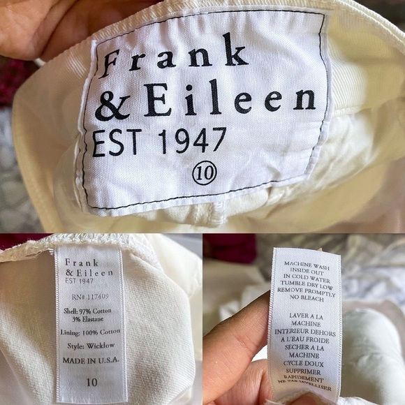 Frank & Eileen Pant Wicklow Chino Twill Mid-Rise Cropped Raw Light Pink 10 GUC - Picture 5 of 9